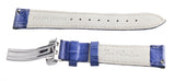 Joe Rodeo 18mm Blue Leather Watch Band Strap With Silver Tone Deployment Clasp