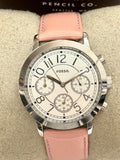 Fossil BQ3229 White Dial Pink Leather Strap Chronograph  Watch
