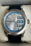 Diesel DZ-1676 Double Down Silver Dial Black Leather Strap Men's Watch