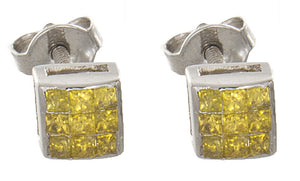 5mm 14k White Gold Yellow .27ct Diamond Stud Earrings