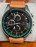 Armani Exchange AX1608 Black Dial Brown Leather Strap Chronograph Men's Watch