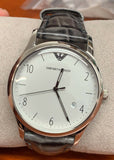 Emporio Armani AR1880 Classic Silver Dial Grey Leather Strap Men's Watch