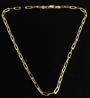 925 Sterling Silver Yellow Gold Paper Clip 3mm Chain Necklace 22 Inches Long