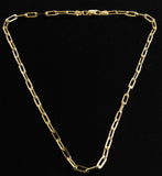 925 Sterling Silver Yellow Gold Paper Clip 3mm Chain Necklace 22 Inches Long