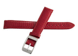 LOCMAN Women's 16mm x 14mm Red Leather Watch Band Strap W/Silver Buckle