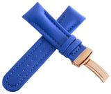 JoJo JoJino 24mm Blue Polyurethane Watch Band Strap W/ Rose Gold Tone Buckle