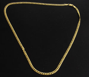 925 Sterling Silver Yellow Gold 4mm Curb Link Chain Necklace 22 Inches Long