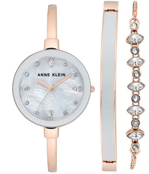 Anne Klein Women's AK/3352 Swarovski Crystal Accented Bangle Watch and Bracelet