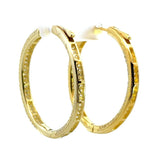 18k Yellow Gold Plated Cubic Zirconia Hoop Women's Silver Earrings