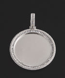 Sterling Silver CZ Round Picture Frame 3mm Pendent