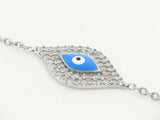 Sterling Silver .925 Evil Eye CZ Stone Ladies Bracelet