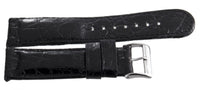 Grimoldi 22mm Black Alligator Patent Leather Watch Band W/ Silver Buckle