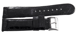 Grimoldi 22mm Black Alligator Patent Leather Watch Band W/ Silver Buckle