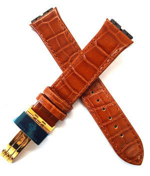 Aqua Master  Genuine Brown Leather Special Watch Band Strap 19mm