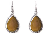 Women's Sterling Silver Burnt Orange Agate Teardrop Diamond Earrings