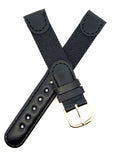 HIRSCH 16mm Black Genuine Leather Gold Buckle Watch Strap Band