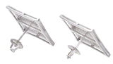 Men's Sterling Silver 18mm X18mm Square Stud Earrings