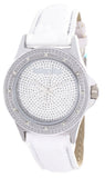 Swiss Master Women's Round Case Silver Dial White Band Genuine Diamond Watch