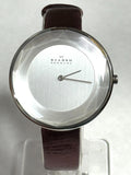 Skagen Women's Gitte Faceted Stainless Steel Leather Band Watch SKW2273