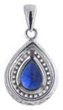 925 Sterling Silver White and Sapphire Cubic Zirconia Teardrop Shape Pendant