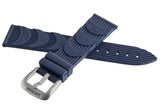 LOCMAN Men's 24MM x 20mm Navy Blue Rubber Silver Buckle Band