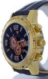 Aqua Master Men's Chrono Gold-tone Case Black Leather Band 0.24ct Diamond W138
