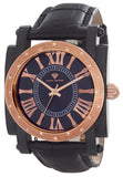 Aqua Master Rose-tone 16 Diamond Bezel Black Dial Men's Leather Band Watch #148