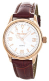 Peugeot Women's White Enamel Dial Rose Gold-tone Case Leather Band Watch 7065RG
