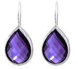 Sterling Silver Lavender Tear Drop 35 x 16 mm Hook Earrings