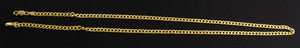 925 Sterling Silver Yellow Gold 4mm Curb Link Chain Necklace 22 Inches Long