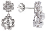 18k  White Gold Flower Womens Butterfly Back 6 Grams .34ct. Diamond Earrings