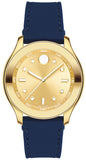 Movado 3600413 Bold Gold Dial Navy Silicone Strap Women's Watch