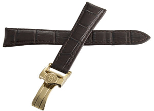 Raymond Weil Men's 20mm x 16mm Brown Leather Band Gold Buckle Watch Band V2.16