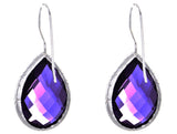 Sterling Silver Lavender Tear Drop 35 x 16 mm Hook Earrings