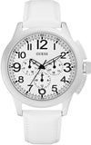 Guess Men's  Stainless Steel White Leather Quartz Watch with White Dial U11658G1