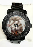 Kings Master Mens Rose Gold and Silver Dial Black Strap Watch