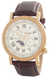 Stauer Mens  Beige Dial Maroon Leather Strap Quartz Watch 20390