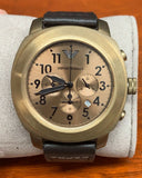 Emporio Armani AR6062 Sportivo Beige Dial Leather Strap Chronograph Men's Watch
