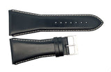 LOCMAN 35mm Black Leather Watch Band Strap Silver Buckle