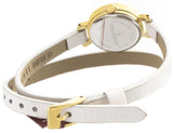 Peugeot Women's 3028WT White Dial Wraparound White Leather Strap Watch