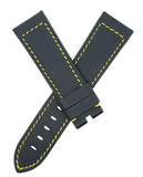 Graham 22mm x 20mm Black Genuine Leather Yellow Stitching Men's Watch Band Strap