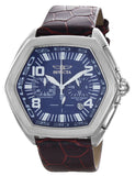 Invicta Blue Dial Red Leather Band Stainless Steel Watch IN9809