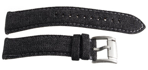 Fossil Men's 22mm Black Denim Fabric Silver Buckle Watch Band Strap