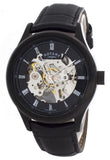 Rotary Mens Black & Skeleton Dial Black Leather Strap Skeleton Watch GS00159/10