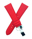 24mm Aqua Master Mens Red Leather Silver Buckle Watch Band