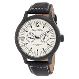 Nautica N13601G NCT - 50 Multi White Dial Black Leather Strap Men's Watch
