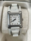 Fossil Women's White Dial Leather Band Watch JR-9720