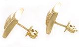 Sterling Silver White CZ Stones Gold Kite Shape Square Stud Men's Earrings
