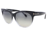 Tom Ford SASKIA Sunglasses Black Transparent Frame Smoke FT0330 05B 57-14 140