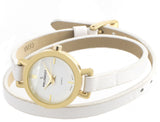 Peugeot Women's 3028WT White Dial Wraparound White Leather Strap Watch